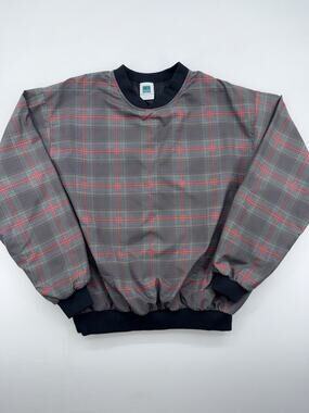 Vintage St Martin Collection by Turfer Mens Tartan Plaid Pullover Windbreaker L